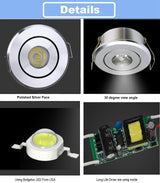 GD 10pcs Mini Spot 3W Dimmable LED Recessed Downlight AC85-265V COB LED Ceiling Spot Light Embedded Spot LED Spotlight + Driver