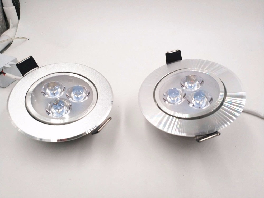 Silver White Ultra Bright LED Downlight 3W Beam Angle Thin Round LED Ceiling Recessed Spot Light AC85~240v Down Light 8 Colors