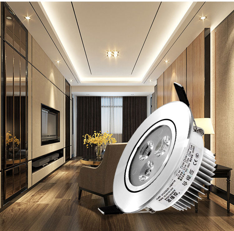 Silver White Ultra Bright LED Downlight 3W Beam Angle Thin Round LED Ceiling Recessed Spot Light AC85~240v Down Light 8 Colors