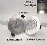Silver White Ultra Bright LED Downlight 3W Beam Angle Thin Round LED Ceiling Recessed Spot Light AC85~240v Down Light 8 Colors