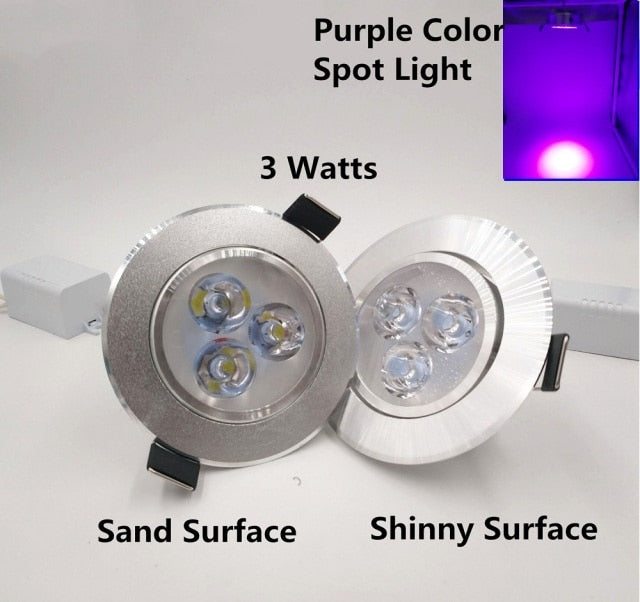 Silver White Ultra Bright LED Downlight 3W Beam Angle Thin Round LED Ceiling Recessed Spot Light AC85~240v Down Light 8 Colors