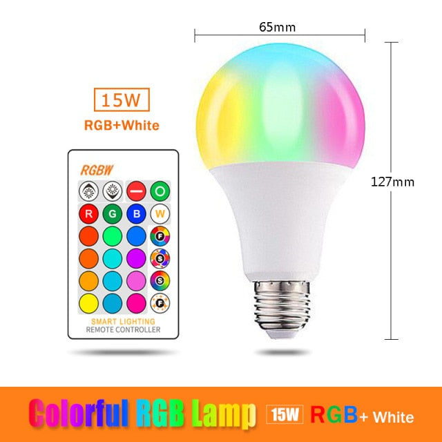 Bluetooth E27 RGBW LED Bulb Lights 5W 10W 15W RGB 110V 220V Lampada Changeable Colorful RGBWW LED Lamp With Remote+Memory Mode