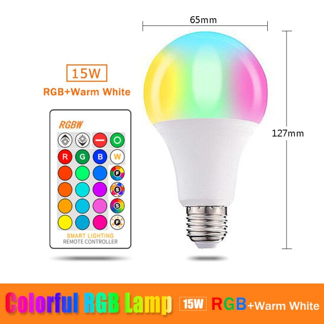 Bluetooth E27 RGBW LED Bulb Lights 5W 10W 15W RGB 110V 220V Lampada Changeable Colorful RGBWW LED Lamp With Remote+Memory Mode