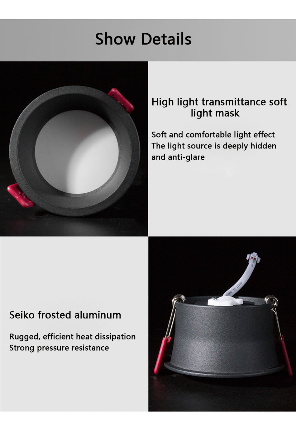 LED COB Recessed Downlight Deep Glare AC110 220V Dimmable 5W 7W 9W 12W 15W 20w 25W Round Black White LED Ceiling Spot Light