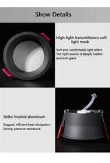 LED COB Recessed Downlight Deep Glare AC110 220V Dimmable 5W 7W 9W 12W 15W 20w 25W Round Black White LED Ceiling Spot Light