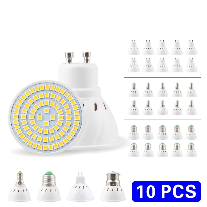 10pcs Lampasas's LED Spotlight Bulb E27 E14 MR16 GU10 B22 220V Bombillas LED Lamp 48 60 80 LED 2835 SMD Lampasas Spot Light 3w 4w 5w