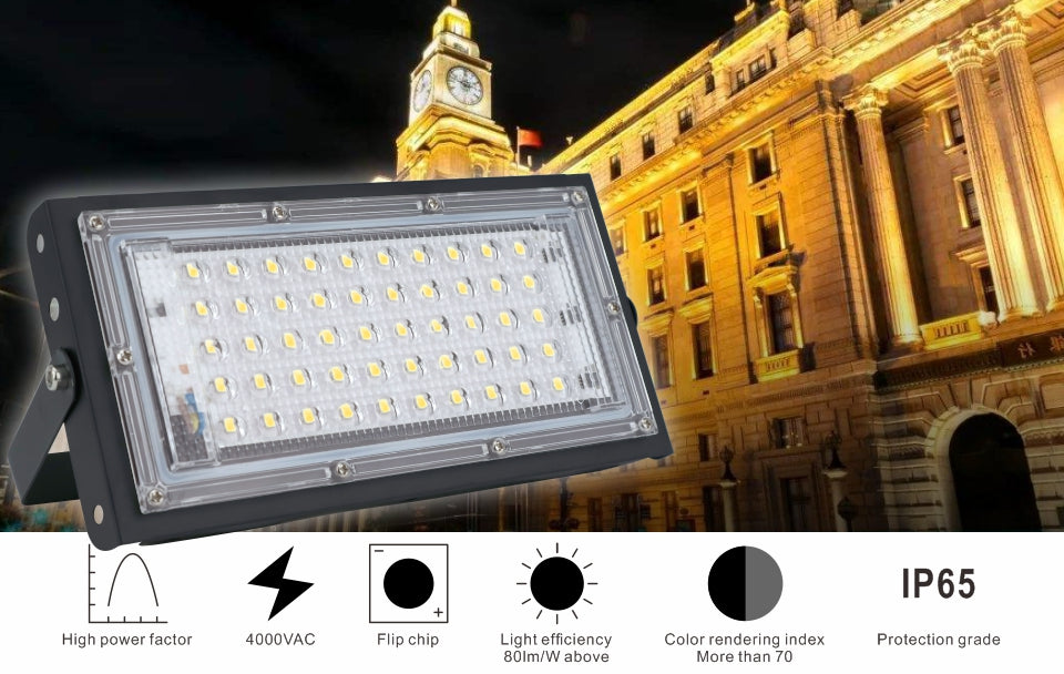Led Flood Light AC 220V 230V 240V 2pcs/lot 50W Outdoor Floodlight Spotlight IP65 Waterproof LED Street Lamp Landscape Lighting