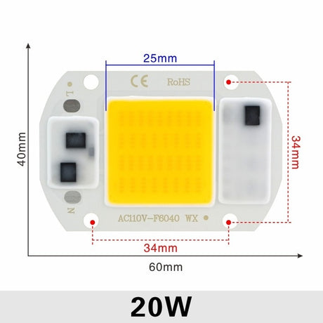 LED 110V 220V LED Chip 10W 20W 30W 50W COB Chip No Need Driver LED Lamp Beads for Flood Light Spotlight Lampada DIY Lighting