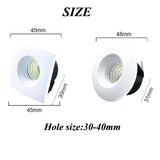 White Black LED Mini Downlight Under Cabinet Spot Light 3W for Ceiling Recessed Lamp AC85-265V Dimmable Down lights Round Square