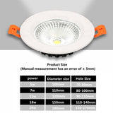 LED aluminum downlight 5w 7w 12w 18w 24w anti-fog anti-glare COB spotlight AC/DC12V 24V embedded ceiling light