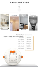 LED recessed downlight 6W 9W 12W 18W warm white cold white led kitchen living room indoor recessed ceiling light 10 assembly