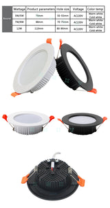 LED Downlight 3W 5W 7W 9W 12W Thick Aluminum Recessed LED Spot Lighting Bedroom Kitchen Indoor Led Down Light Lamp 220V