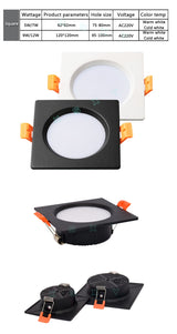 LED Downlight 3W 5W 7W 9W 12W Thick Aluminum Recessed LED Spot Lighting Bedroom Kitchen Indoor Led Down Light Lamp 220V