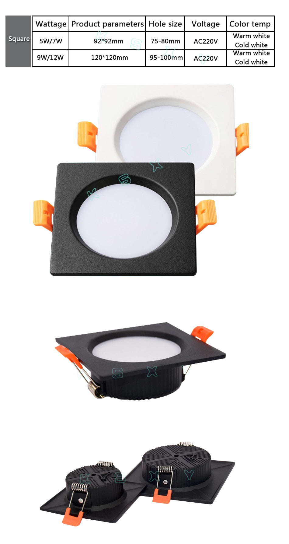 LED Downlight 3W 5W 7W 9W 12W Thick Aluminum Recessed LED Spot Lighting Bedroom Kitchen Indoor Led Down Light Lamp 220V