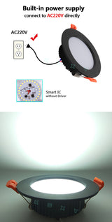 LED Downlight 3W 5W 7W 9W 12W Thick Aluminum Recessed LED Spot Lighting Bedroom Kitchen Indoor Led Down Light Lamp 220V