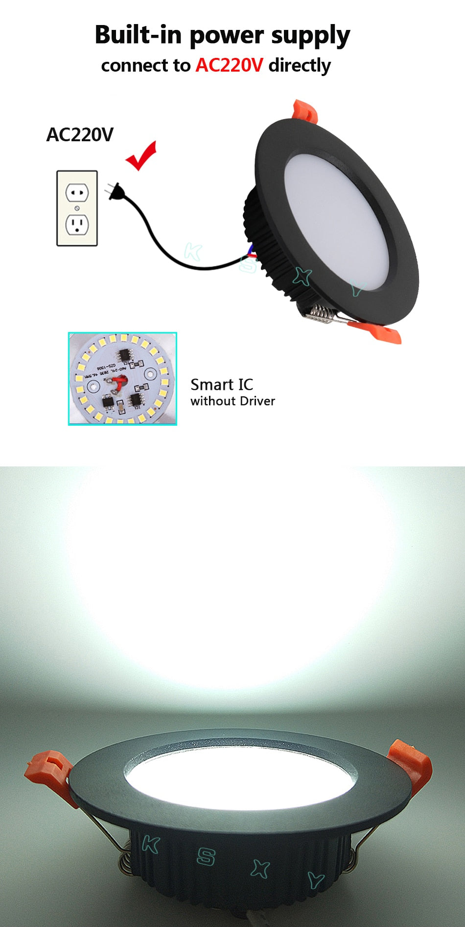 LED Downlight 3W 5W 7W 9W 12W Thick Aluminum Recessed LED Spot Lighting Bedroom Kitchen Indoor Led Down Light Lamp 220V