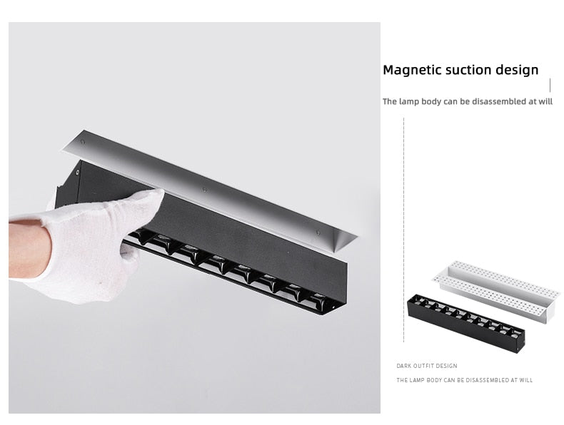 Saiyo LED Downlight Line Light Bar Creative Linear Rimless Magnetic Lamp Recessed Ceiling Lamps Strip Living Room Corridor Light