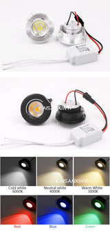 1/5pcs Aluminum Round LED Dimmable Ceiling Downlight 3W AC90-260V  Recessed COB Spot Light Led Bulb With Driver - LED Lights For Sale : Affordable LED Solutions : Wholesale Prices