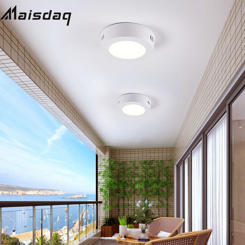 Round Square Led Panel Light Surface Mounted 6W 12W 18W 24W  Downlight Ceiling Down 175-265V Panel Aisle Lamp With LED Driver