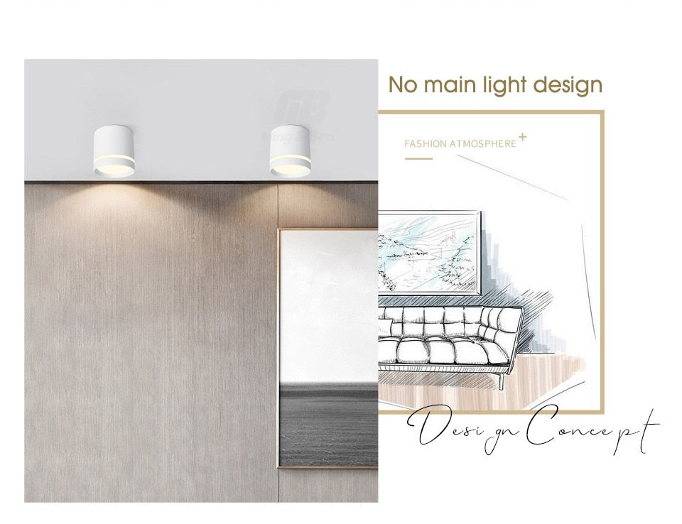 Led Downlight Surface Mounted 18W 12W AC220V Cold Warm Neutral Light SpotLamp Ceiling Fixtures For Living Room Kitchen Lighting