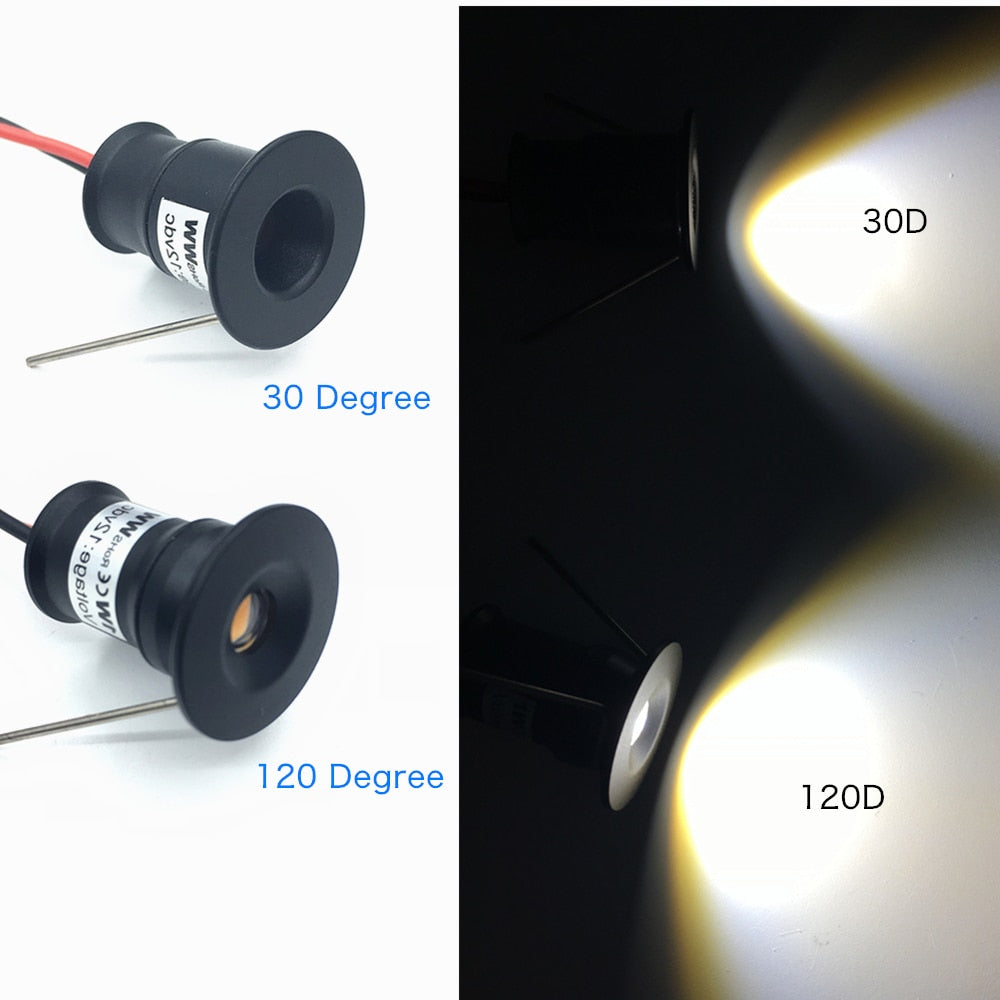 Small Recessed LED 1W 10pcs Downlight 12V Focus Spotlight Home Ceiling Stairs Walkways Cabinet Decor Mini Spot Bulb Light with Driver