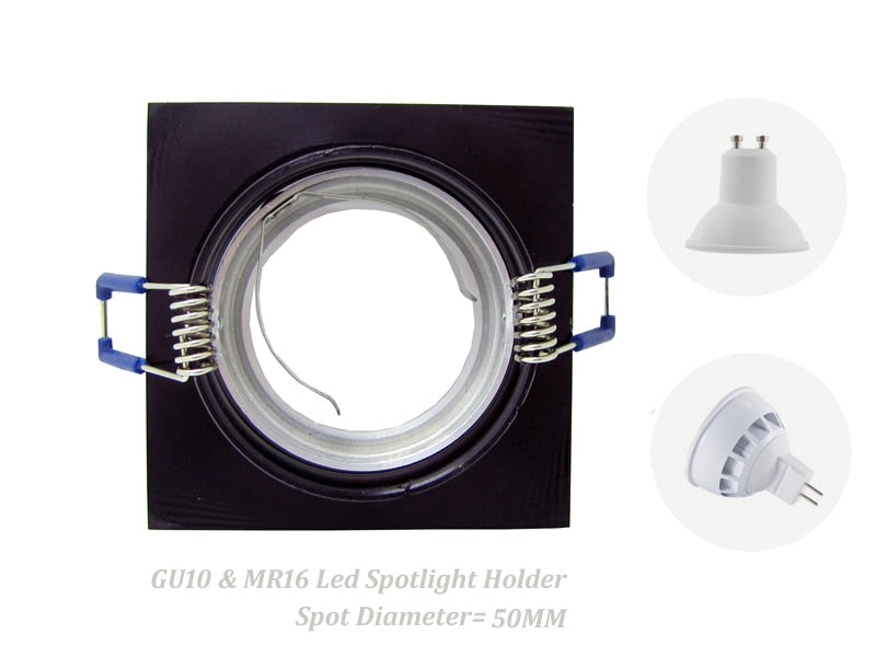 Black Square Recessed 65pcs/lot LED Ceiling Light Adjustable Frame for MR16 GU10 Bulb Downlight Holder