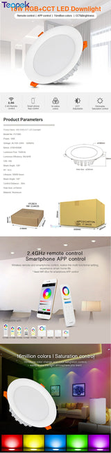 MiBoxer 18W RGB+CCT LED Downlight Dimmable Smart Indoor Living Room Light FUT065 AC110V 220V Phone Control & 2.4G Remote Control