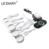 LEDIARY 3W 110V 220V Dimmable Downlight 6 Lamps Surface Mounted Remote Control Silver Round Spot Led Cabinet Display Lighting