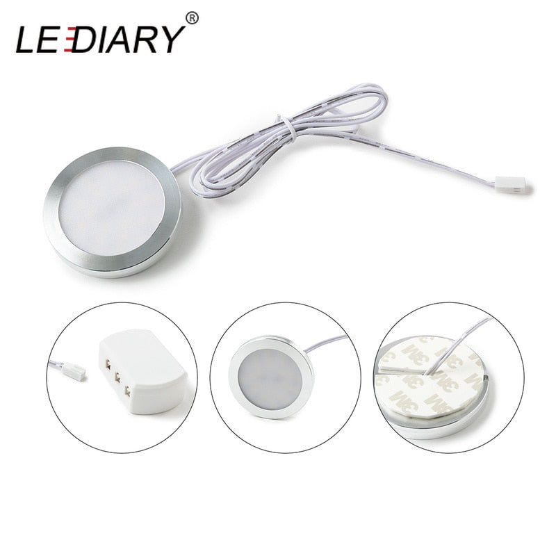 LEDIARY 3W 110V 220V Dimmable Downlight 6 Lamps Surface Mounted Remote Control Silver Round Spot Led Cabinet Display Lighting