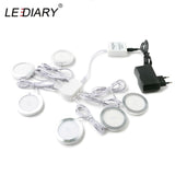 LEDIARY 3W 110V 220V Dimmable Downlight 6 Lamps Surface Mounted Remote Control Silver Round Spot Led Cabinet Display Lighting