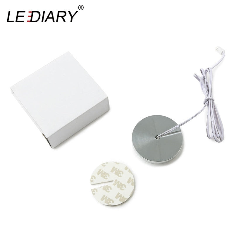 LEDIARY 3W 110V 220V Dimmable Downlight 6 Lamps Surface Mounted Remote Control Silver Round Spot Led Cabinet Display Lighting