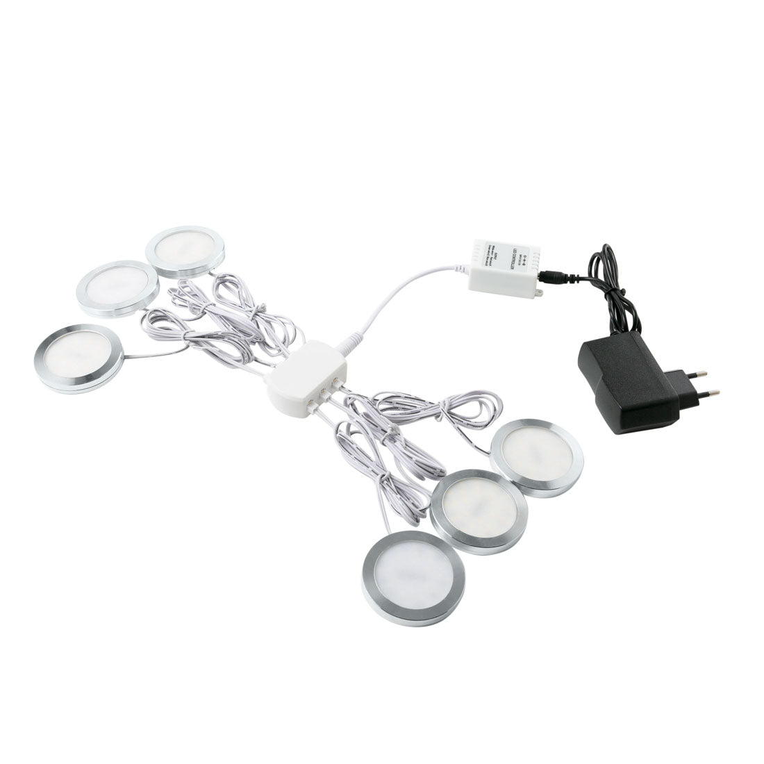 LEDIARY 3W 110V 220V Dimmable Downlight 6 Lamps Surface Mounted Remote Control Silver Round Spot Led Cabinet Display Lighting