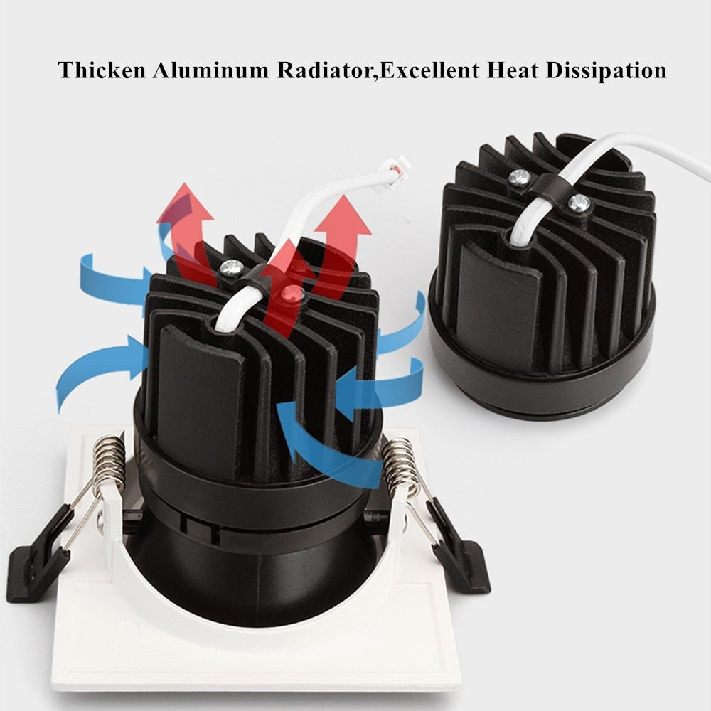 Recessed Downlight Aluminum Anti-glare Led Ceiling Lamp Square/Round 4 style Lighting For Hotel Living Room Stores Foyer 7W 10W