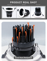 Recessed Downlight Aluminum Anti-glare Led Ceiling Lamp Square/Round 4 style Lighting For Hotel Living Room Stores Foyer 7W 10W