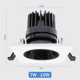 Recessed Downlight Aluminum Anti-glare Led Ceiling Lamp Square/Round 4 style Lighting For Hotel Living Room Stores Foyer 7W 10W