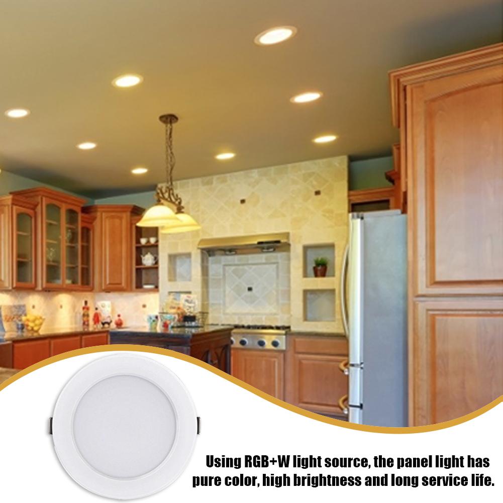 RGB+W LED Downlight Remote Control Recessed Round Ceiling Lamp 5W 10W Panel Light Ultra-thin Down Light Indoor Lighting 4 Mode