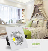 High Bright Square COB Downlights Dimmable 7W 9W 12W 15W LED Recessed Ceiling Spot Lights for Indoor Bedroom Living room AC220V