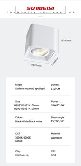 Adjustable Surface Mounted Square Downlight Daring Lamp Nordic Spot Light Ceiling Lamp Corridor Aisle Porch