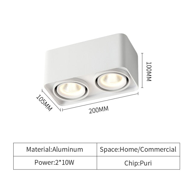 Adjustable Surface Mounted Square Downlight Daring Lamp Nordic Spot Light Ceiling Lamp Corridor Aisle Porch