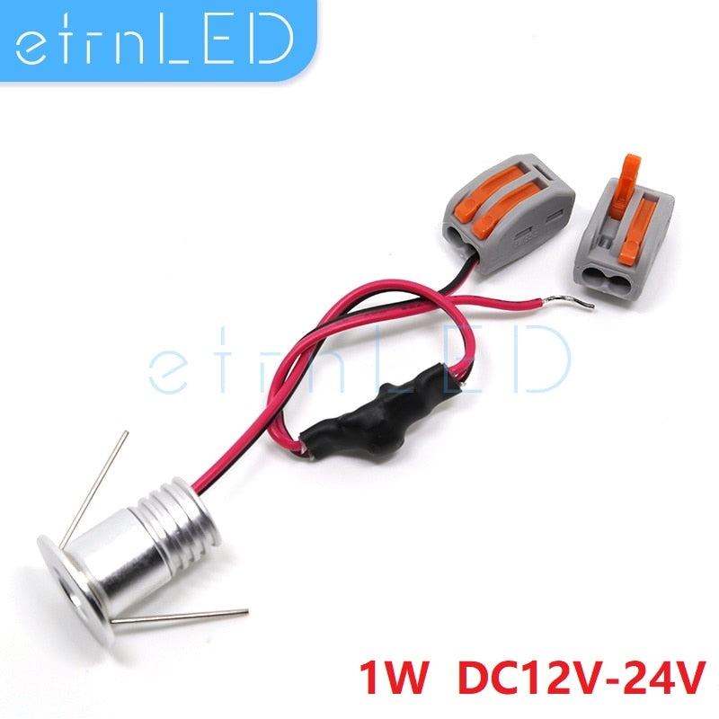 etrnLED Interior Led Spotlights Mini 12V 24V Recessed Ceiling Spot Lamp Hidden Stair Showcase Display Light with Connector 1W