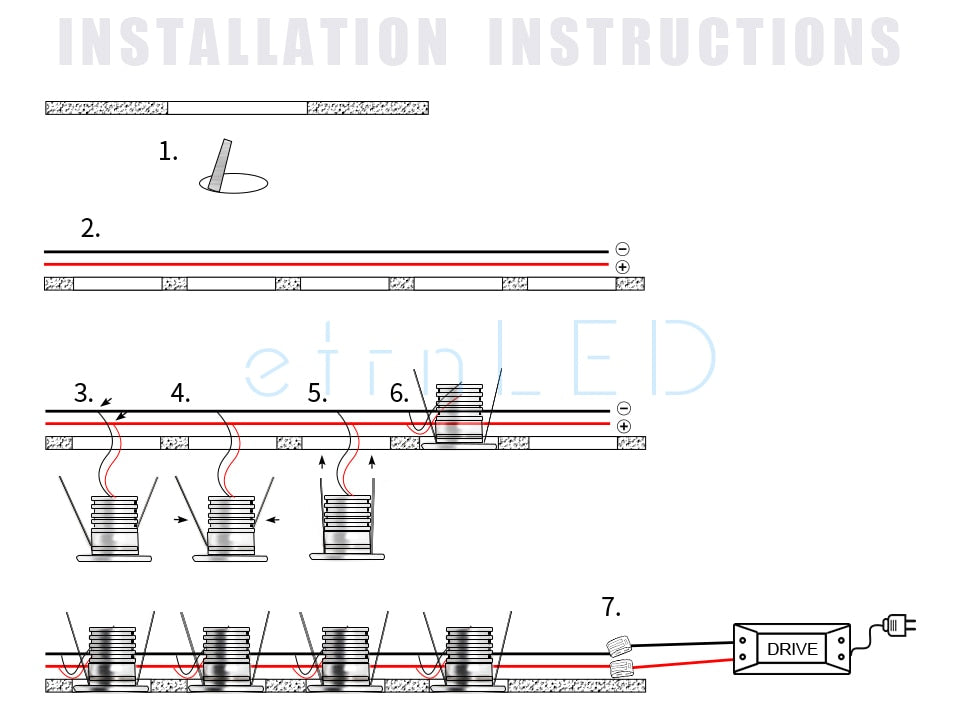 etrnLED Interior Led Spotlights Mini 12V 24V Recessed Ceiling Spot Lamp Hidden Stair Showcase Display Light with Connector 1W
