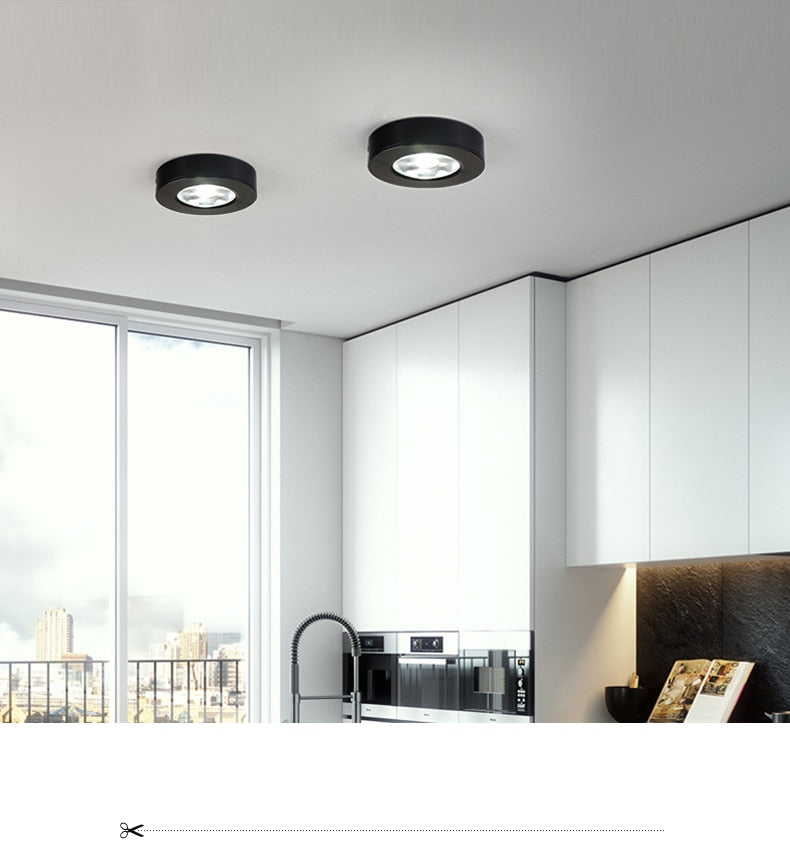 Ultrathin Surface Downlight Diameter 75mm 5W LED Downlight Golden Black White Alloy Body Cabinet Ceiling Spotlight