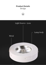 Ultrathin Surface Downlight Diameter 75mm 5W LED Downlight Golden Black White Alloy Body Cabinet Ceiling Spotlight