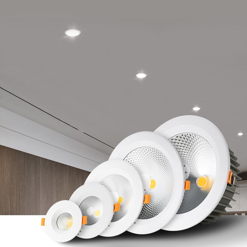 High Brightness LED Downlight Recessed Round Aluminum LED Ceiling Lamp 7W 10W 20W 30W 50W Warm Cold White AC220-240V Spotlights