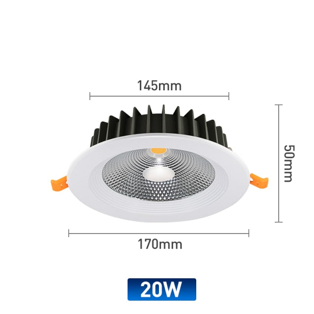 High Brightness LED Downlight Recessed Round Aluminum LED Ceiling Lamp 7W 10W 20W 30W 50W Warm Cold White AC220-240V Spotlights