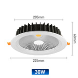 High Brightness LED Downlight Recessed Round Aluminum LED Ceiling Lamp 7W 10W 20W 30W 50W Warm Cold White AC220-240V Spotlights