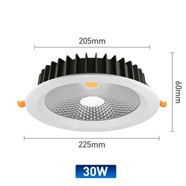 High Brightness LED Downlight Recessed Round Aluminum LED Ceiling Lamp 7W 10W 20W 30W 50W Warm Cold White AC220-240V Spotlights