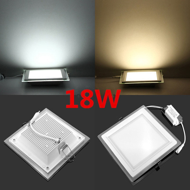 LED Downlight 24W Round/Square Glass LED Downlight Recessed LED Panel Light Spot Ceiling Down Light Warm/Natural/Cold White