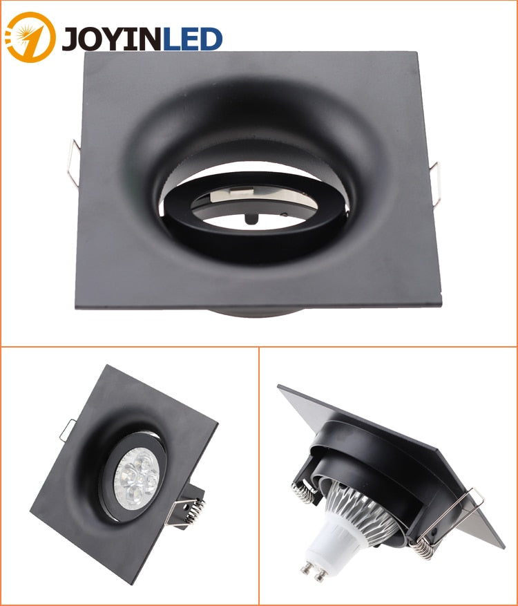 Cutout 90mm Black White Adjustable LED Spot Light Frame Holder GU10 MR16 Retrofit Kit Round Square Led Downlight Fixture Fitting