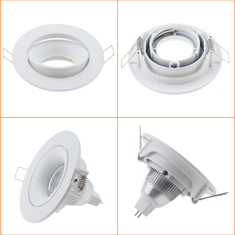 Cutout 90mm Black White Adjustable LED Spot Light Frame Holder GU10 MR16 Retrofit Kit Round Square Led Downlight Fixture Fitting
